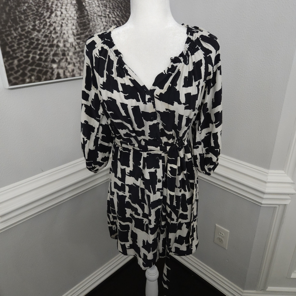 Alice & Trixie black and white Abstract Block Print Silk Dress Size XS